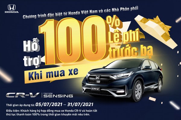 Hỗ trợ 100% lệ phí trước bạ cho khách hàng mua Honda CR-V  trong tháng 7 năm 2021
