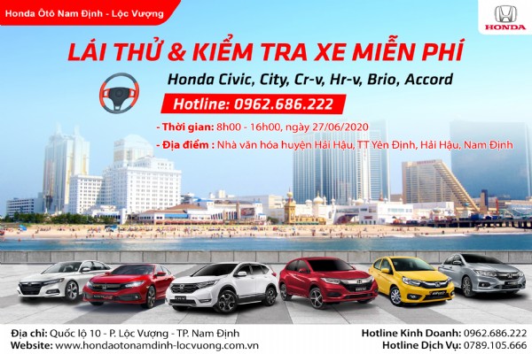 CHƯƠNG TRÌNH LÁI THỬ VÀ KIỂM TRA XE MIỄN PHÍ TẠI HẢI HẬU - NAM ĐỊNH