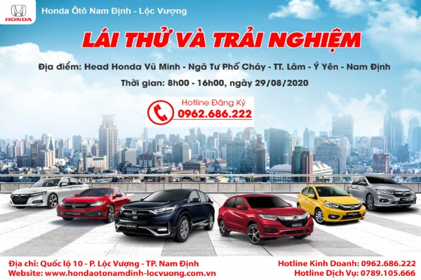 CHƯƠNG TRÌNH LÁI THỬ XE NGÀY 29/08/2020 TẠI Ý YÊN - NAM ĐỊNH