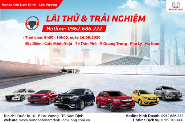 CHƯƠNG TRÌNH LÁI THỬ XE NGÀY 26/09/2020 TẠI PHỦ LÝ - HÀ NAM