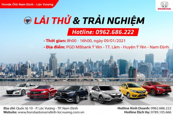 CHƯƠNG TRÌNH LÁI THỬ XE NGÀY 09/01/2021 TẠI Ý YÊN