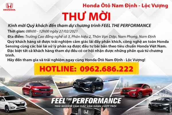 CHƯƠNG TRÌNH LÁI THỬ VÀ TRẢI NGHIỆM CÁC DÒNG XE - “FEEL THE PERFORMANCE” THÁNG 2/2021