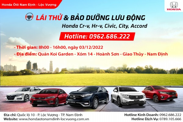 CHƯƠNG TRÌNH LÁI THỬ XE NGÀY 03/12/2022 TẠI GIAO THỦY