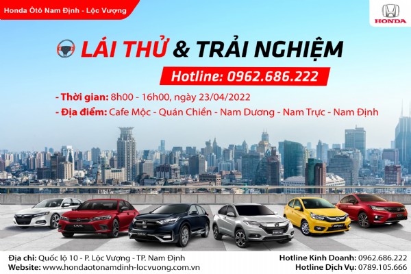 CHƯƠNG TRÌNH LÁI THỬ XE NGÀY 23/04/2022 TẠI NAM TRỰC