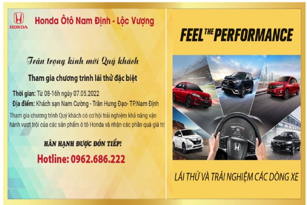 CHƯƠNG TRÌNH LÁI THỬ VÀ TRẢI NGHIỆM CÁC DÒNG XE - “FEEL THE PERFORMANCE” THÁNG 5/2022
