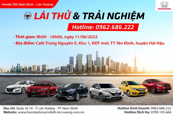CHƯƠNG TRÌNH LÁI THỬ XE NGÀY 11/06/2022 TẠI HẢI HẬU