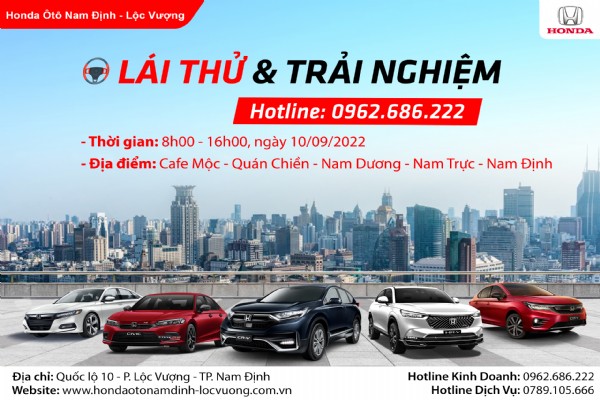 CHƯƠNG TRÌNH LÁI THỬ XE NGÀY 10/09/2022 TẠI NAM TRỰC