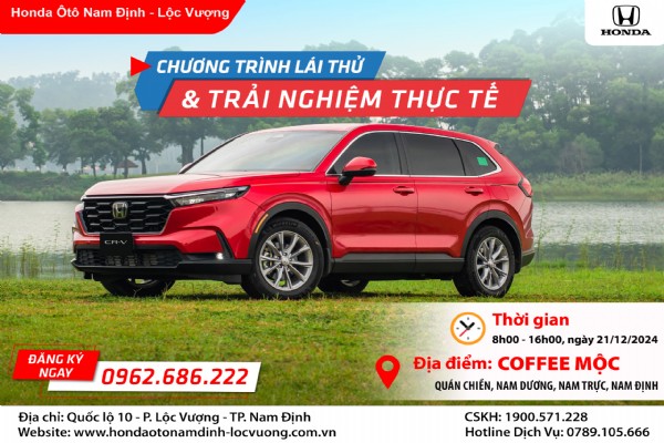 CHƯƠNG TRÌNH LÁI THỬ XE NGÀY 21/12/2024 TẠI NAM TRỰC