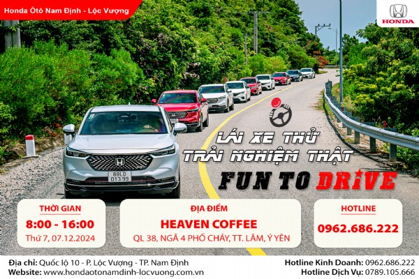 CHƯƠNG TRÌNH LÁI THỬ XE NGÀY 07/12/2024 tại  Ý Yên