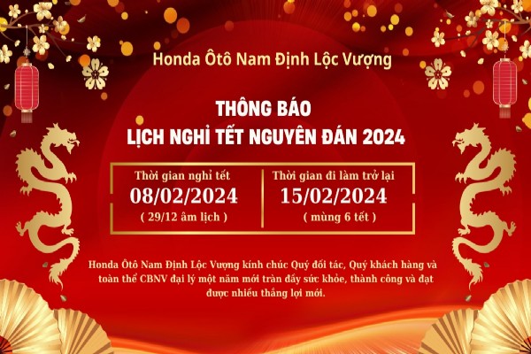 THÔNG BÁO LỊCH NGHỈ TẾT NGUYÊN ĐÁN GIÁP THÌN 2024