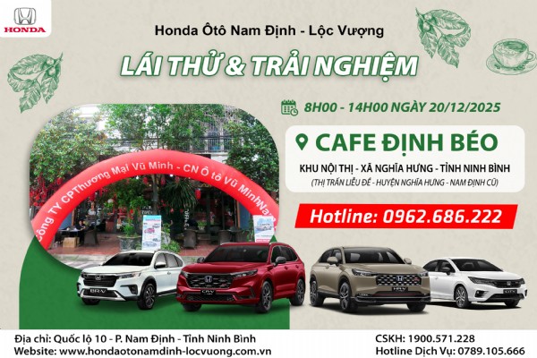 CHƯƠNG TRÌNH LÁI THỬ XE NGÀY 20/12/2025 tại  Nghĩa Hưng