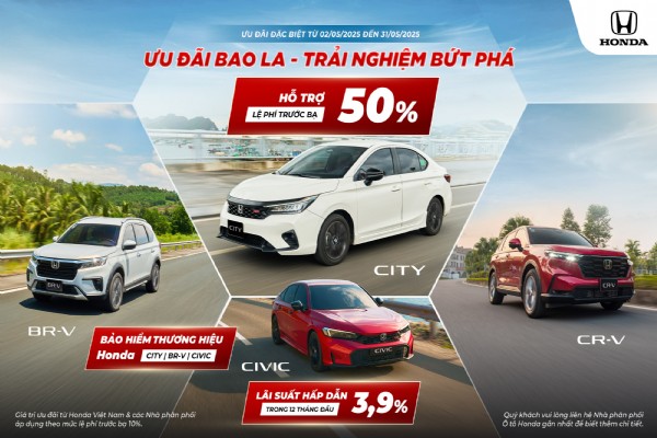 Chương trình khuyến mại của các dòng xe ô tô Honda trong tháng 5 năm 2025