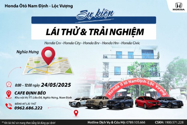 CHƯƠNG TRÌNH LÁI THỬ XE NGÀY 24/05/2025 TẠI NGHĨA HƯNG