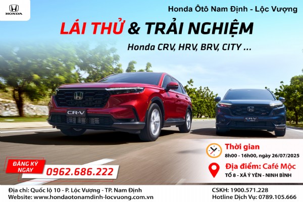 CHƯƠNG TRÌNH LÁI THỬ XE NGÀY 26/07/2025 TẠI Ý YÊN