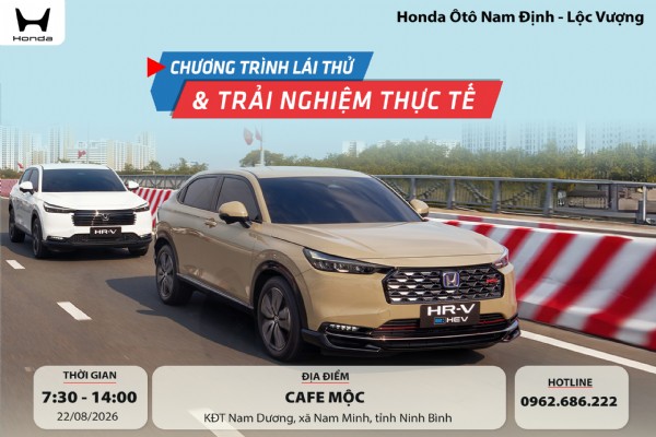 CHƯƠNG TRÌNH LÁI THỬ XE NGÀY 22/08/2026TẠI NAM TRỰC